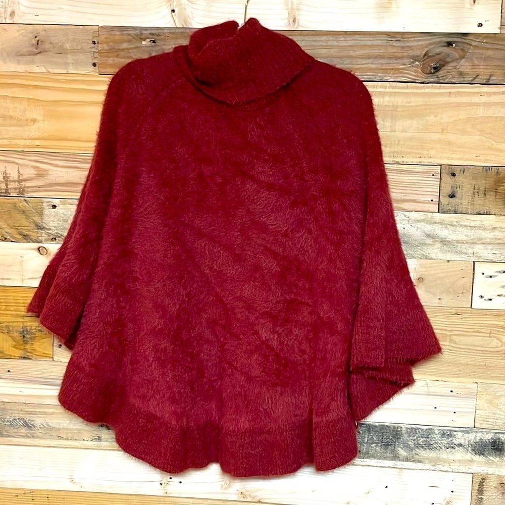 ee:some size M/L rust color poncho turtleneck fuzzy sweater